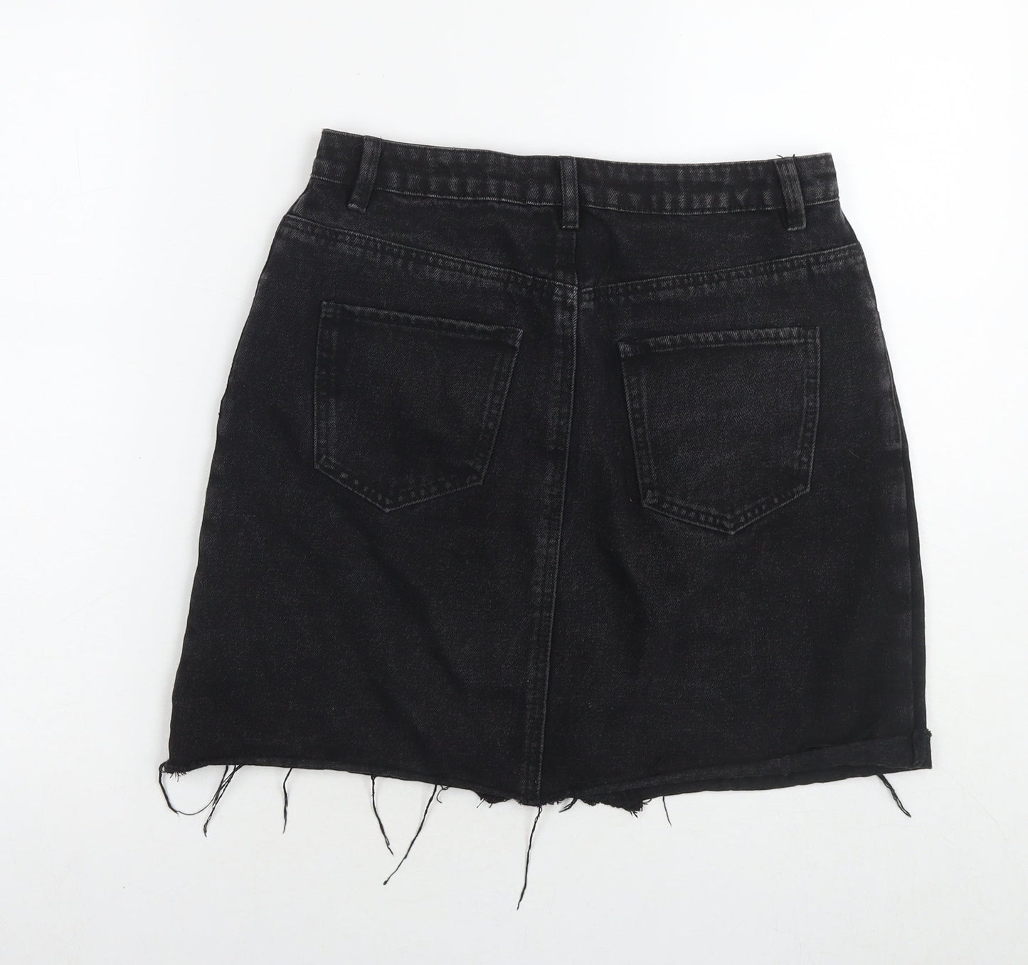 Peacocks Womens Black Cotton A-Line Skirt Size 10 Zip