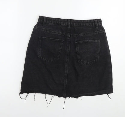 Peacocks Womens Black Cotton A-Line Skirt Size 10 Zip