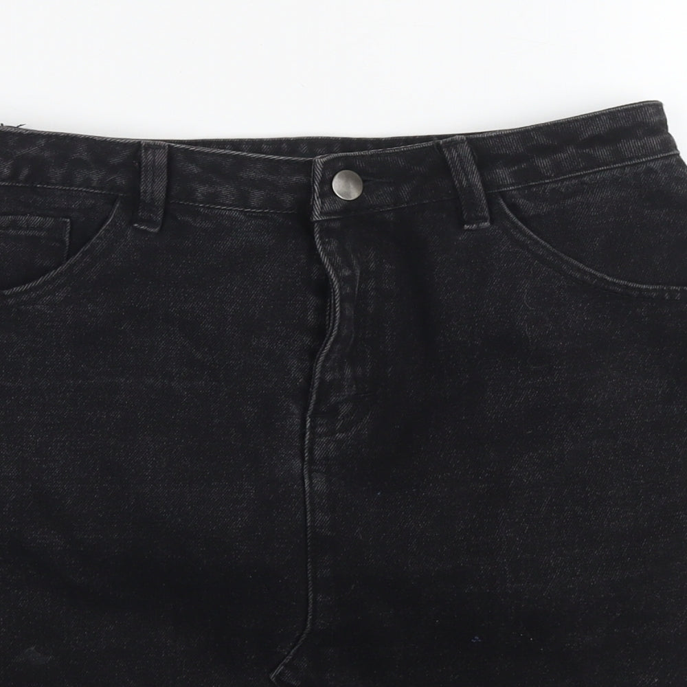 Peacocks Womens Black Cotton A-Line Skirt Size 10 Zip