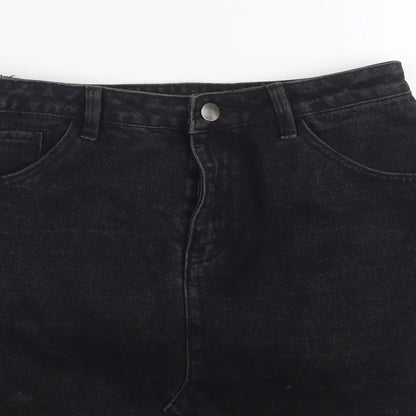 Peacocks Womens Black Cotton A-Line Skirt Size 10 Zip