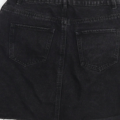 Peacocks Womens Black Cotton A-Line Skirt Size 10 Zip