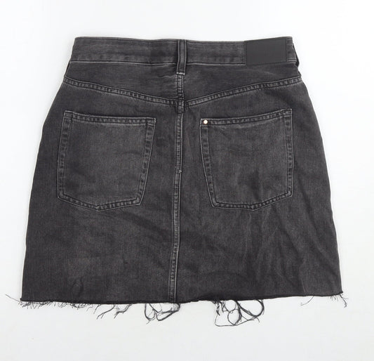 H&M Womens Black Cotton A-Line Skirt Size 10 Zip