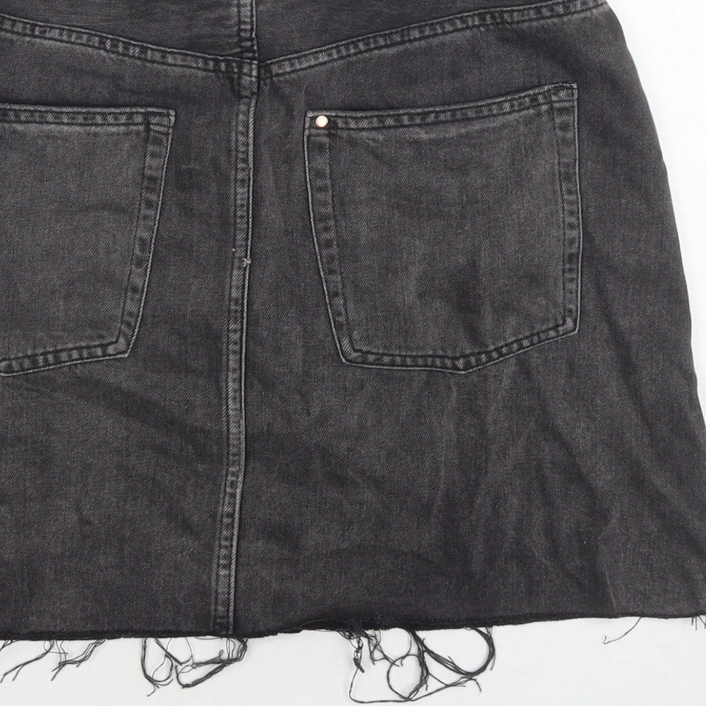 H&M Womens Black Cotton A-Line Skirt Size 10 Zip
