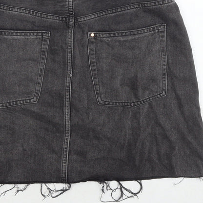 H&M Womens Black Cotton A-Line Skirt Size 10 Zip