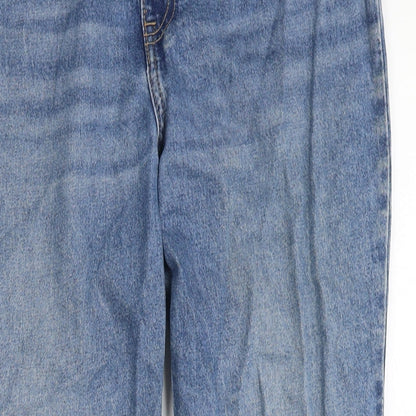 Divided by H&M Womens Blue Cotton Straight Jeans Size 14 L26 in Regular Zip