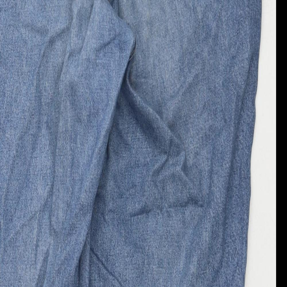Divided by H&M Womens Blue Cotton Straight Jeans Size 14 L26 in Regular Zip