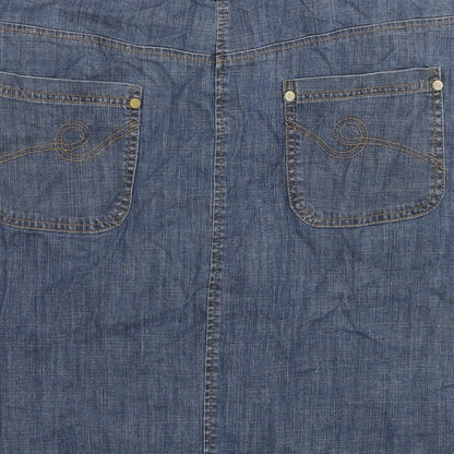Autograph Womens Blue Cotton A-Line Skirt Size 16 Zip