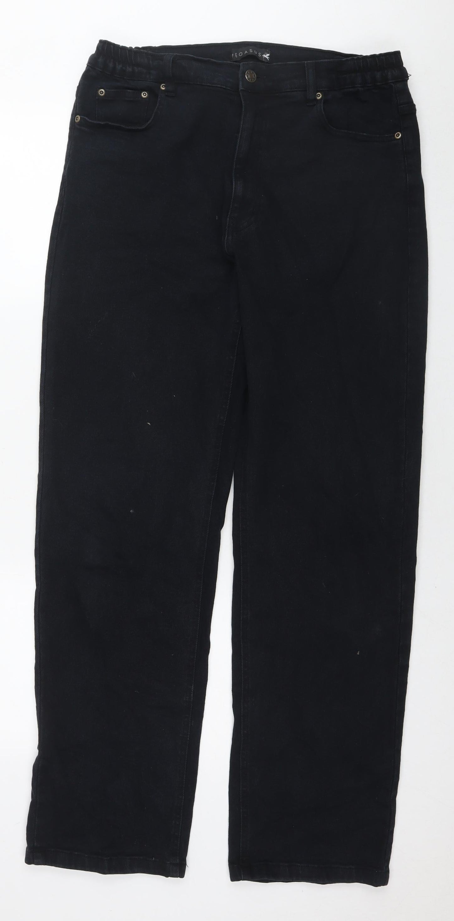 Pegasus Womens Black Cotton Straight Jeans Size 34 in L33 in Regular Zip