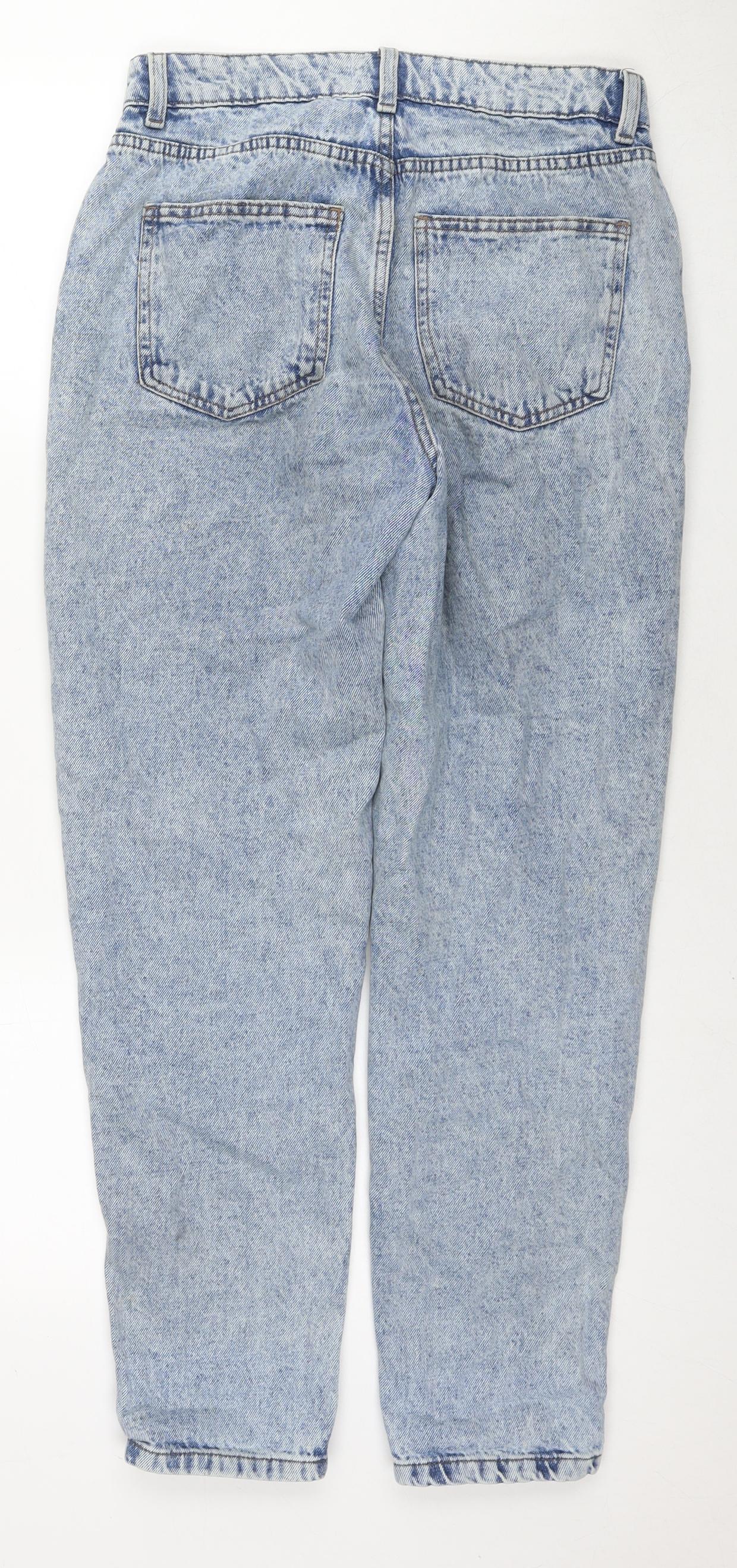 Denim & Co. Womens Blue Cotton Mom Jeans Size 8 L28 in Regular Zip
