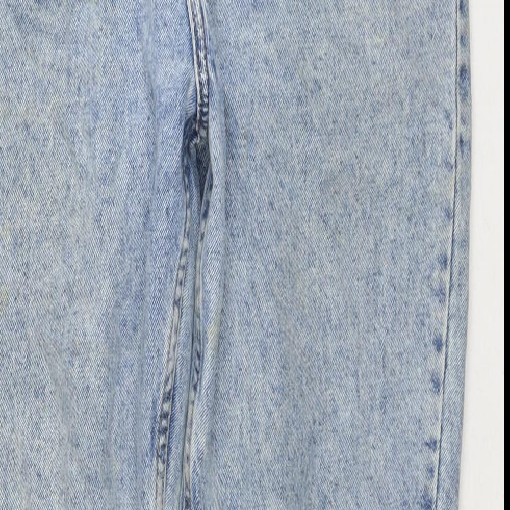 Denim & Co. Womens Blue Cotton Mom Jeans Size 8 L28 in Regular Zip