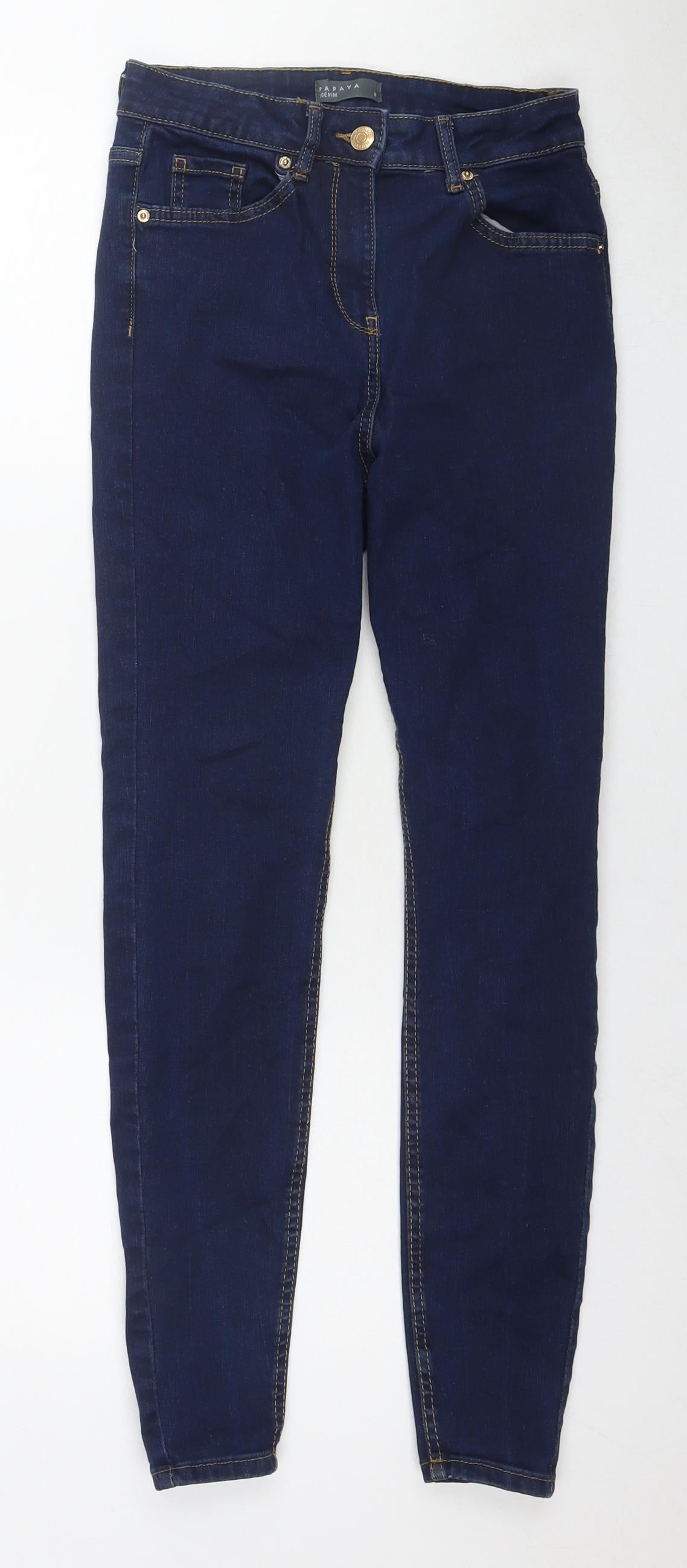 Womens UK Size 8 Papaya Regular Fit Skinny Blue Jeans