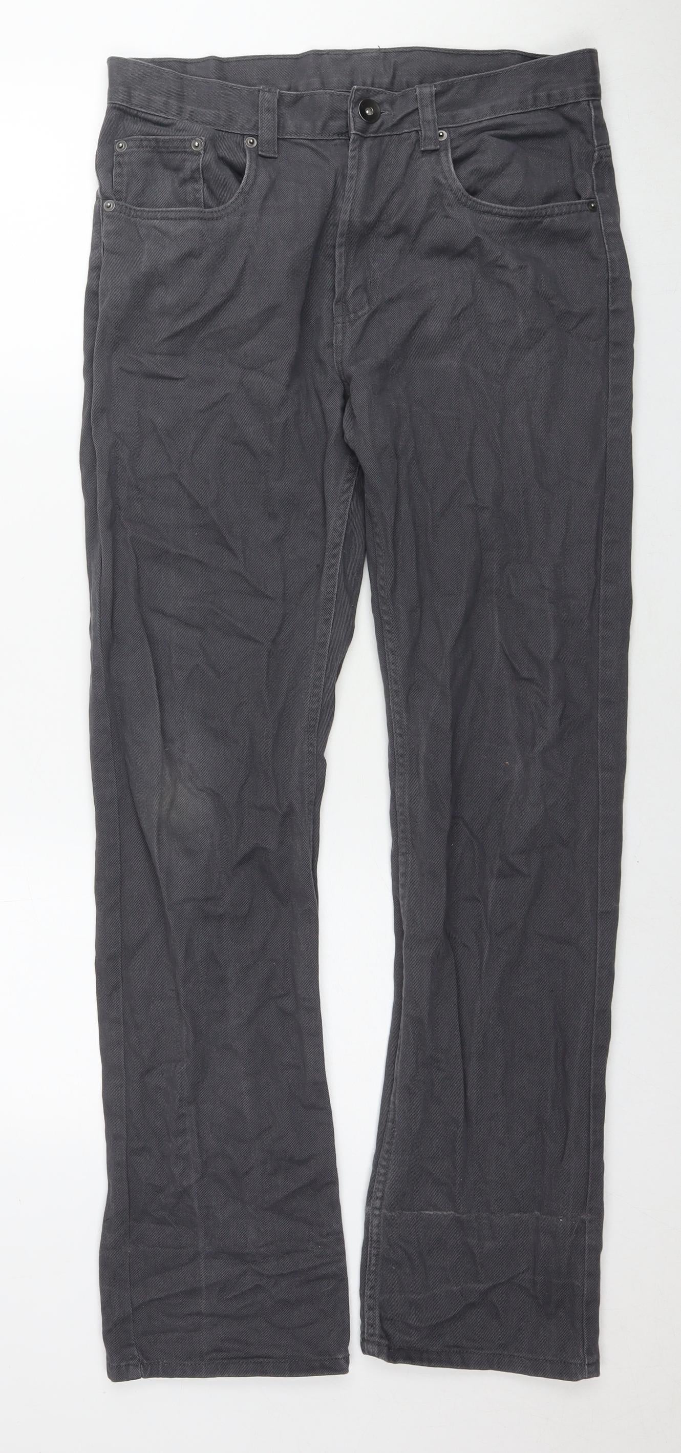 Denim & Co. Mens Grey Cotton Straight Jeans Size 30 in L32 in Regular Zip