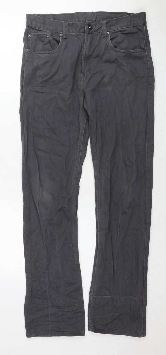 Denim & Co. Mens Grey Cotton Straight Jeans Size 30 in L32 in Regular Zip