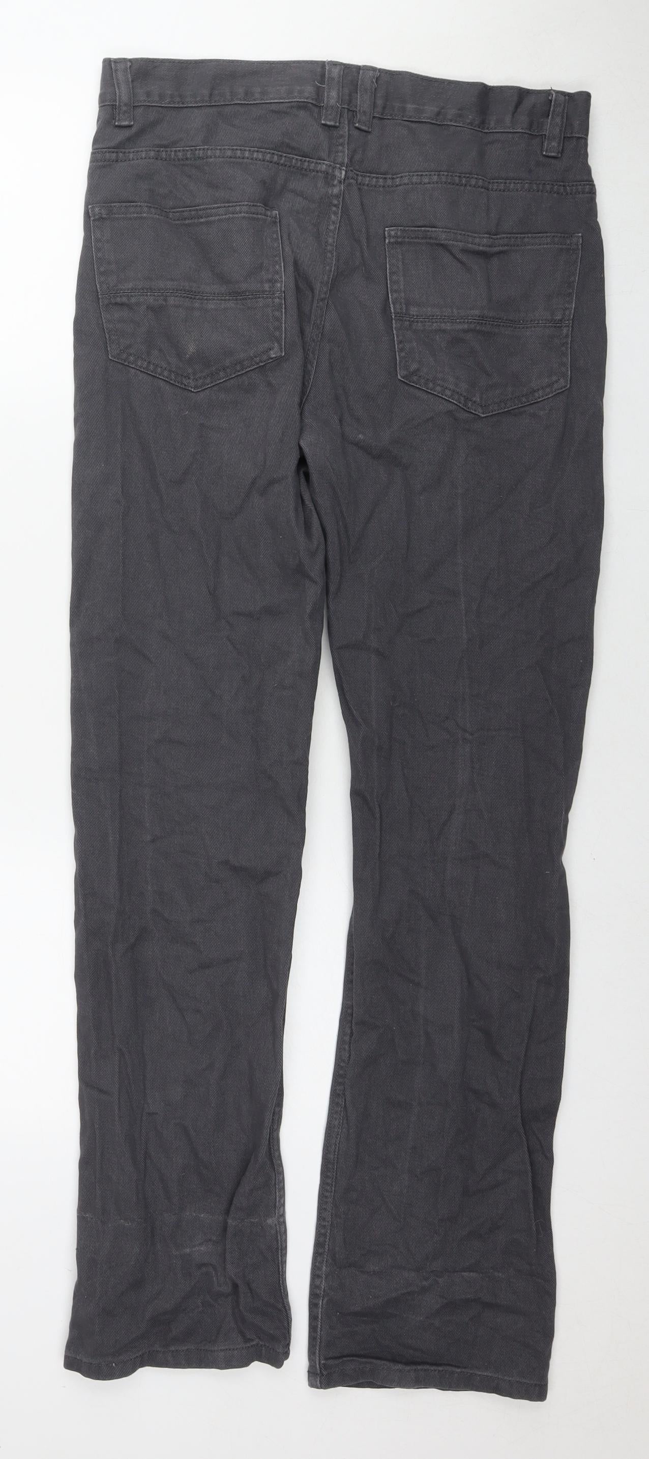 Denim & Co. Mens Grey Cotton Straight Jeans Size 30 in L32 in Regular Zip