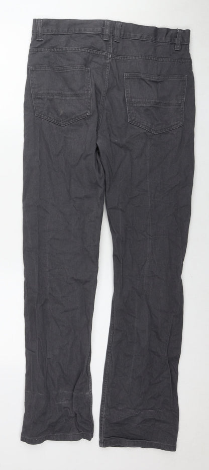 Denim & Co. Mens Grey Cotton Straight Jeans Size 30 in L32 in Regular Zip