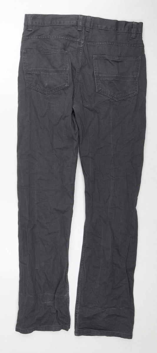 Denim & Co. Mens Grey Cotton Straight Jeans Size 30 in L32 in Regular Zip