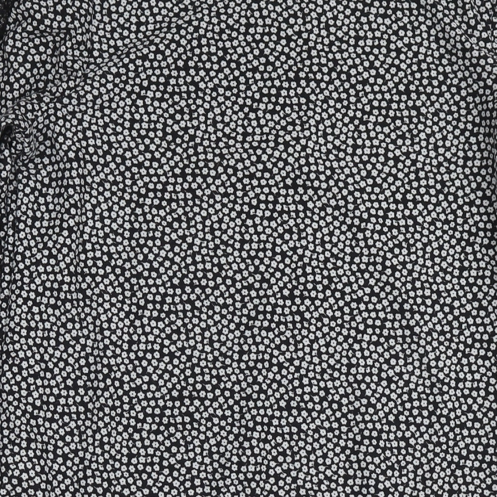 NEXT Womens Black Floral Polyester A-Line Size 12 Round Neck Pullover - Lace Detail