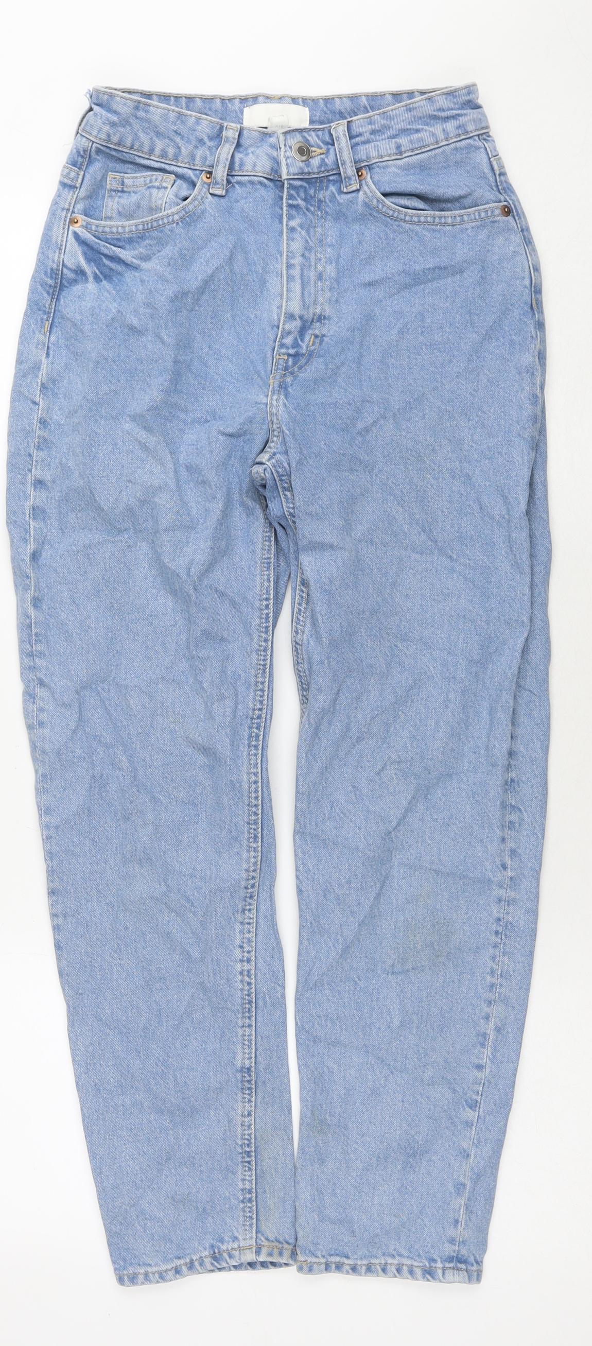 Womens UK Size 8 H&M Regular Fit Mom Blue Jeans