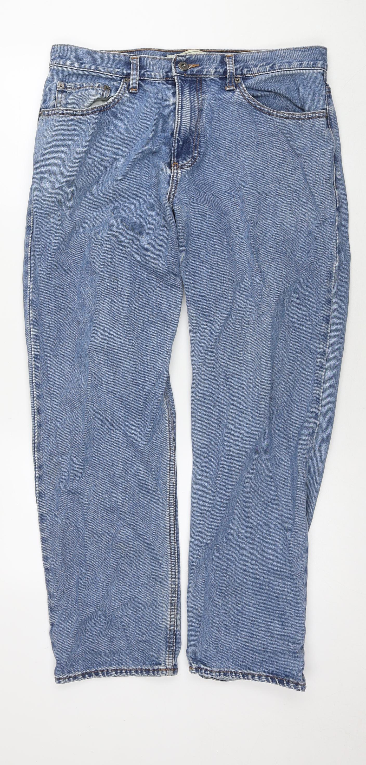 Urban Up Mens Blue Cotton Straight Jeans Size 34 in L30 in Regular Zip