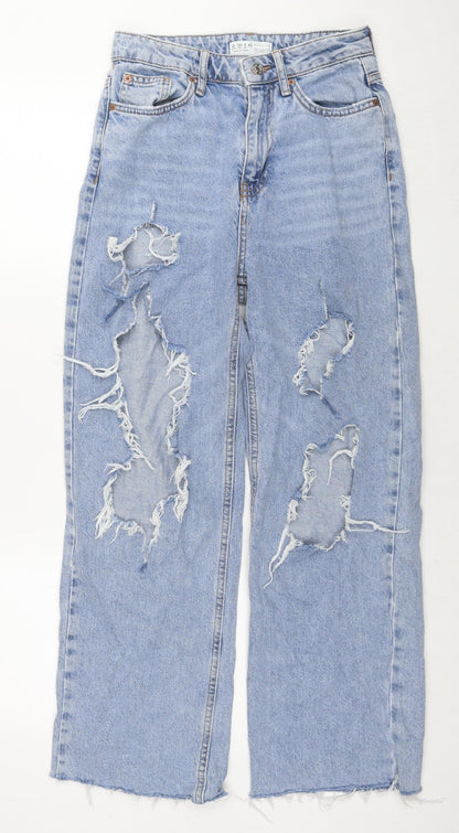 Denim & Co. Womens Blue Cotton Mom Jeans Size 8 L28 in Regular Zip