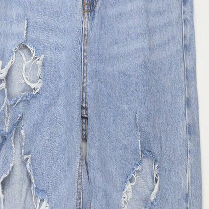 Denim & Co. Womens Blue Cotton Mom Jeans Size 8 L28 in Regular Zip