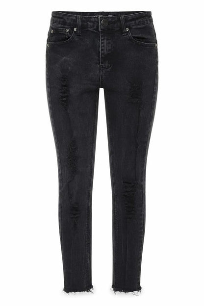 I SAW IT FIRST Womens Black Cotton Skinny Jeans Size 8 L20.5 in Regular Zip