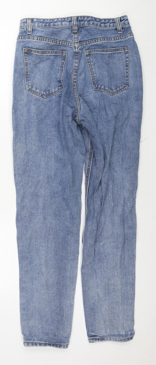 PRETTYLITTLETHING Womens Blue Cotton Mom Jeans Size 8 L28 in Regular Zip