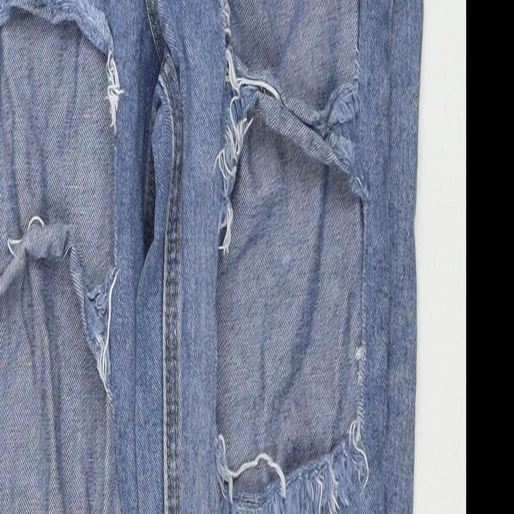 PRETTYLITTLETHING Womens Blue Cotton Mom Jeans Size 8 L28 in Regular Zip