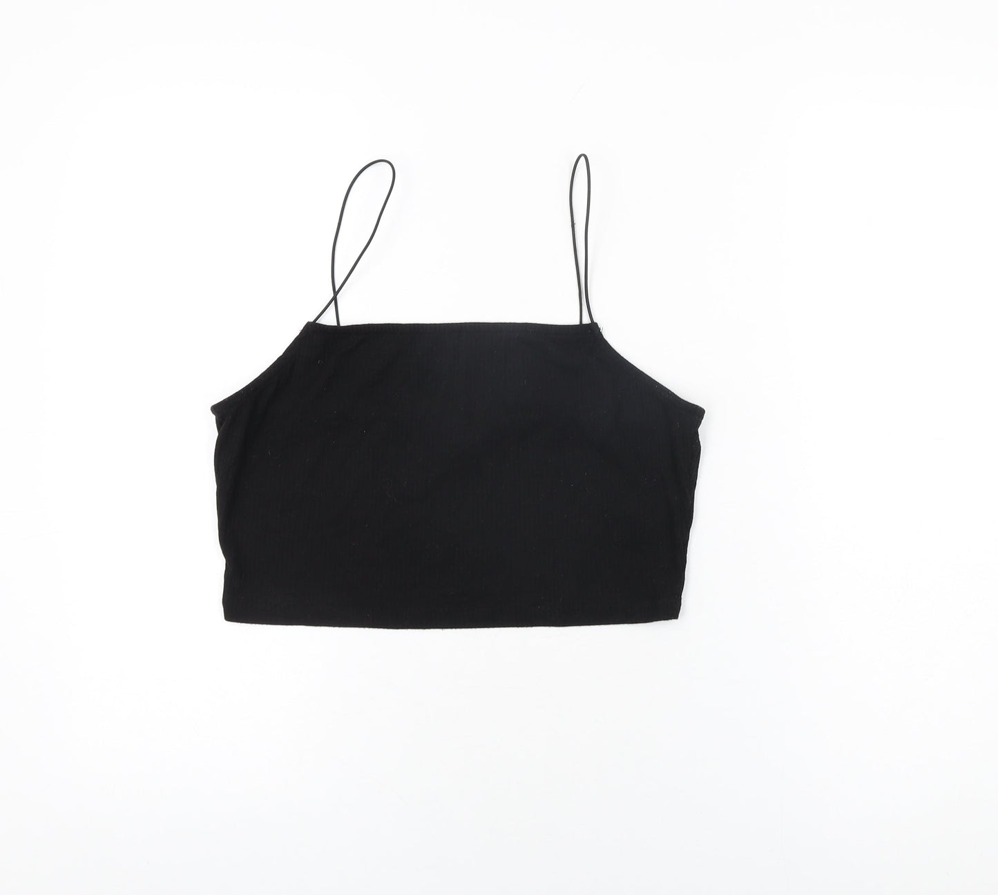 Womens UK Size 14 New Look Black Cropped T-Shirt