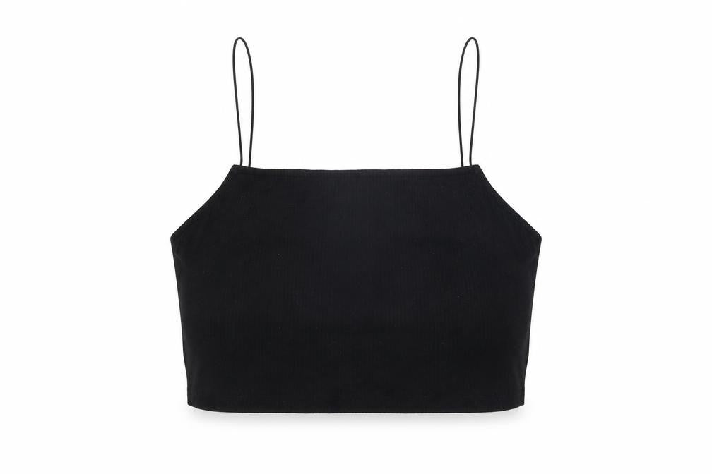 Womens UK Size 14 New Look Black Cropped T-Shirt