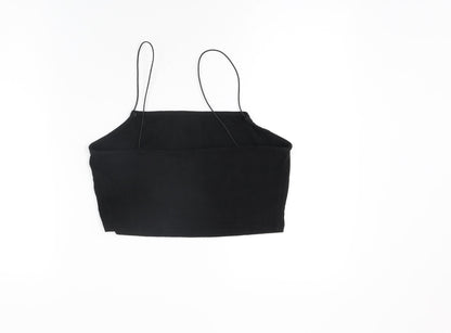 Womens UK Size 14 New Look Black Cropped T-Shirt