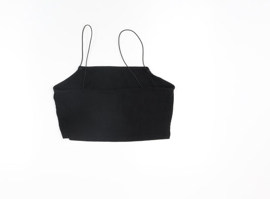 Womens UK Size 14 New Look Black Cropped T-Shirt