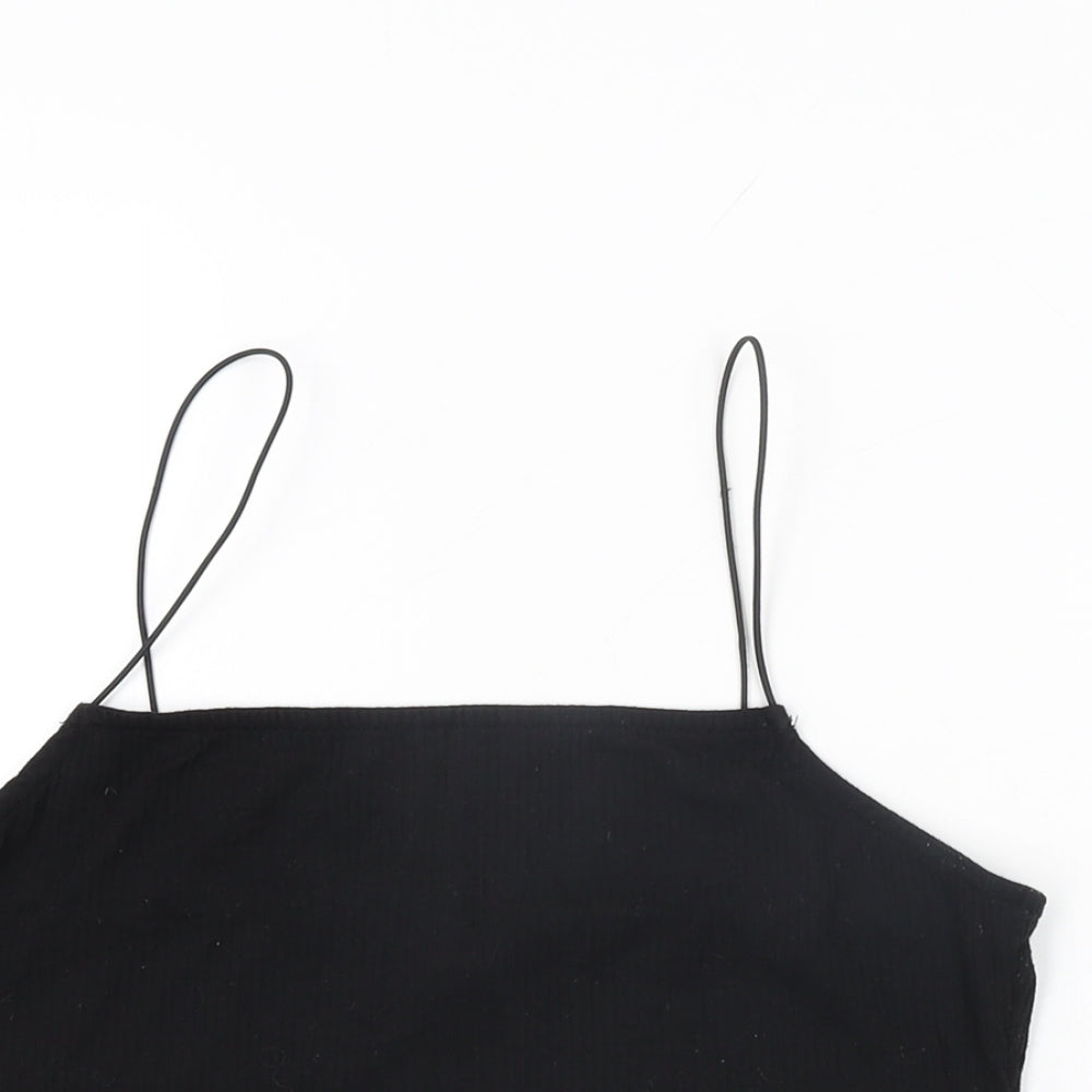 Womens UK Size 14 New Look Black Cropped T-Shirt