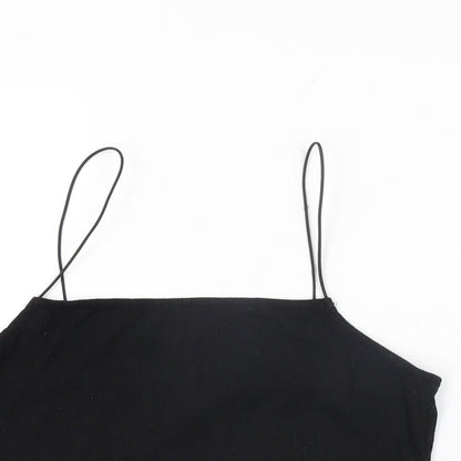 Womens UK Size 14 New Look Black Cropped T-Shirt
