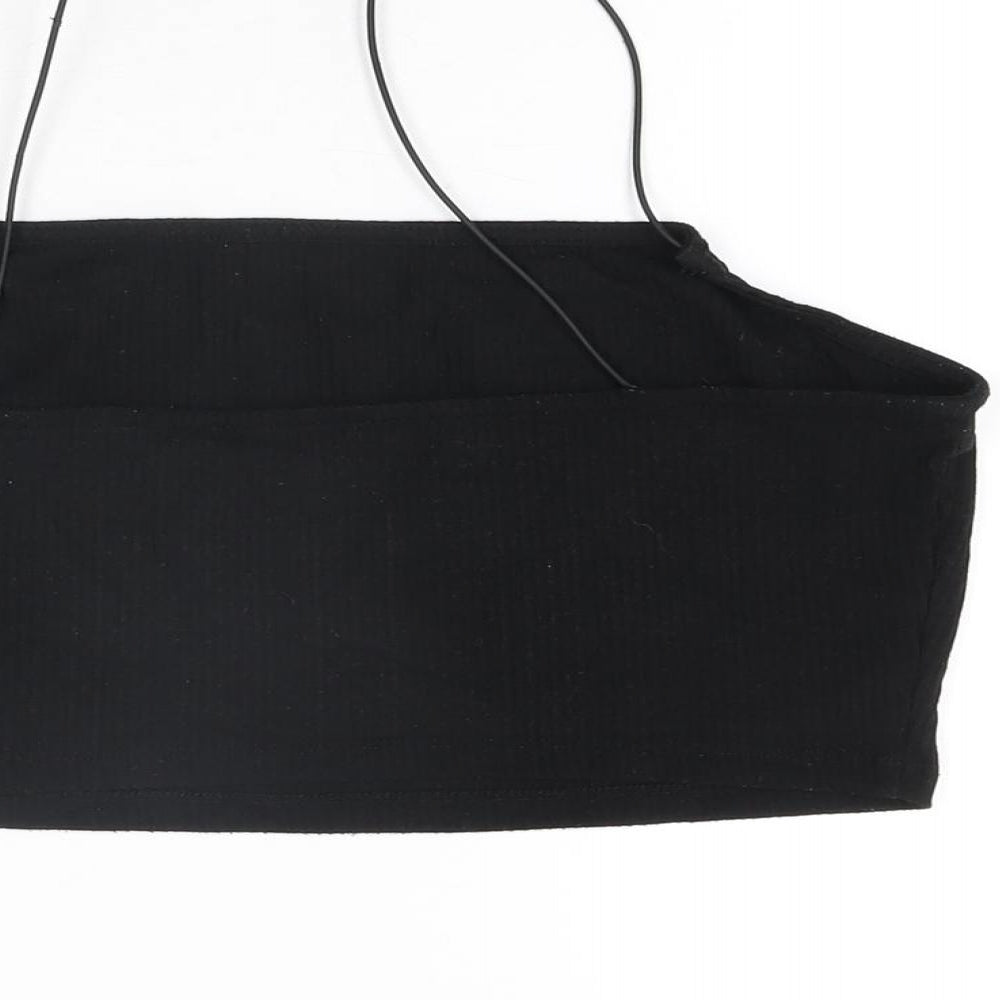 Womens UK Size 14 New Look Black Cropped T-Shirt