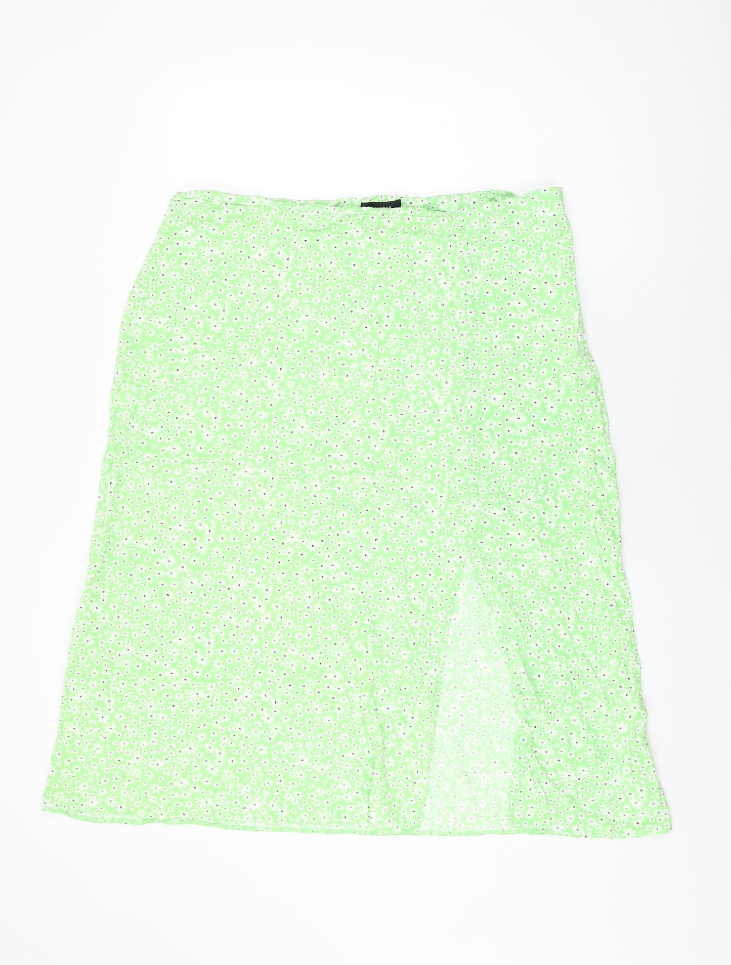 New Look Womens Green Floral Viscose Swing Skirt Size 20 Zip