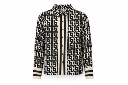 Chic Me Womens Black Geometric Polyester Basic Button-Up Size M Collared