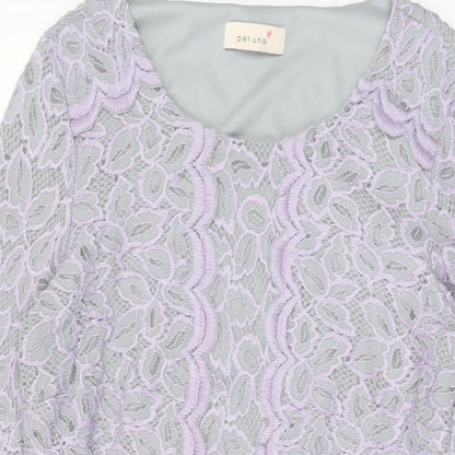 Marks and Spencer Womens Grey Floral Polyamide Bodycon Size 12 Round Neck Pullover