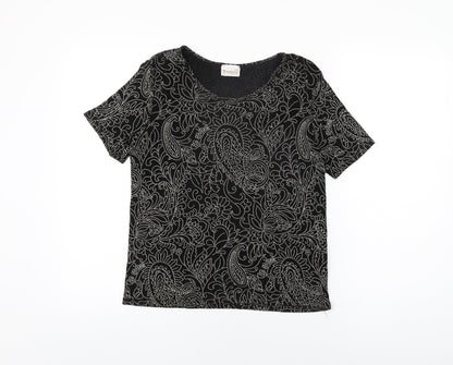 Womens UK Size S Roman Black Basic T-Shirt