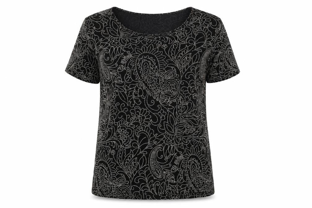 Womens UK Size S Roman Black Basic T-Shirt