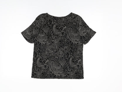 Womens UK Size S Roman Black Basic T-Shirt