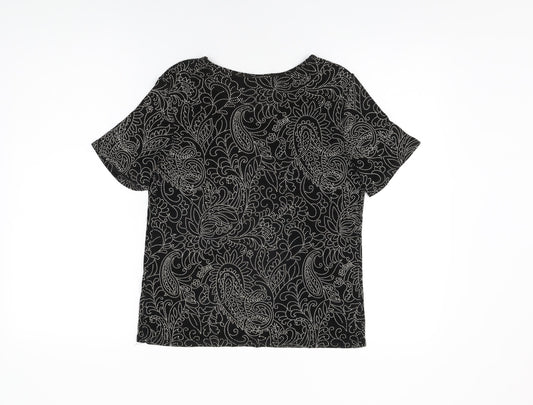 Womens UK Size S Roman Black Basic T-Shirt