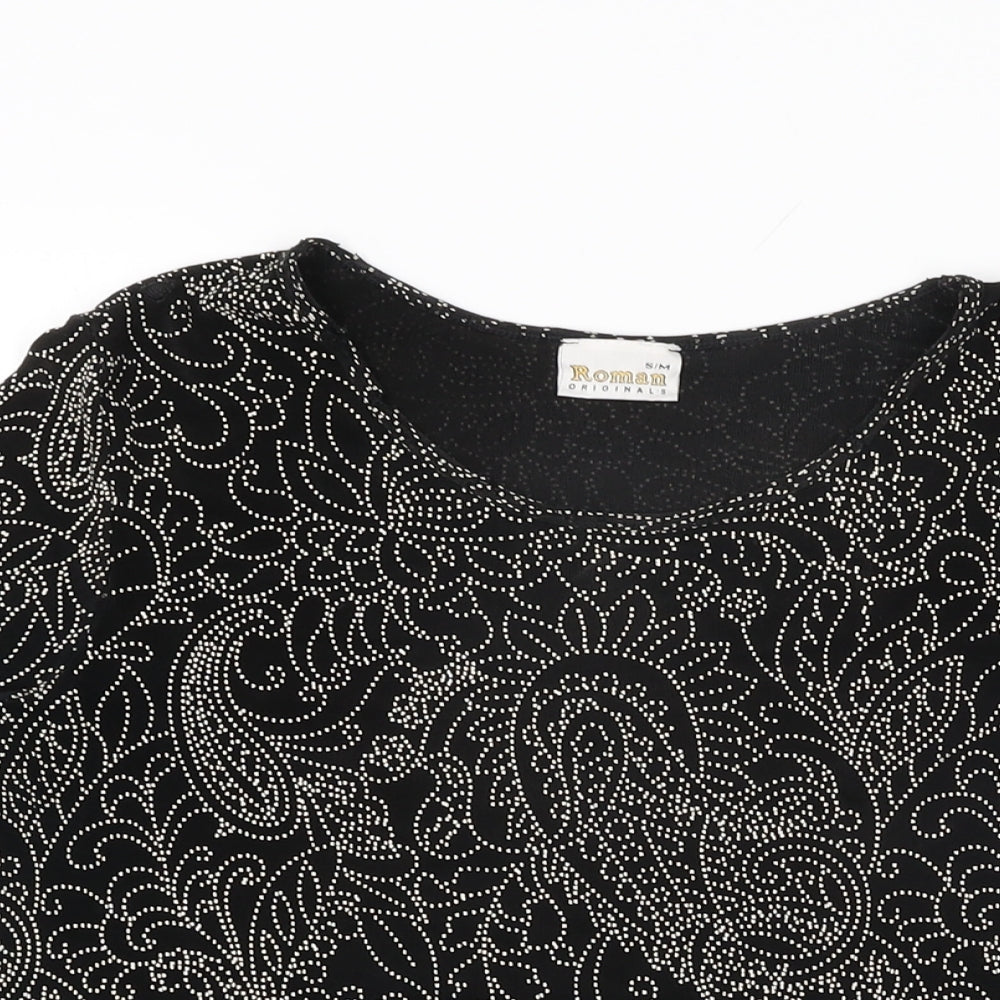 Womens UK Size S Roman Black Basic T-Shirt