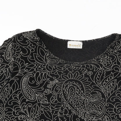 Womens UK Size S Roman Black Basic T-Shirt