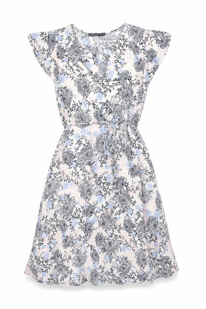 Marks & Spencer Womens White Floral Viscose A-Line Size 10 Round Neck Button