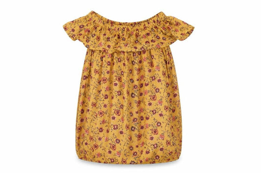 Forever 21 Womens Yellow Floral Viscose Shift Size S Off the Shoulder Pullover
