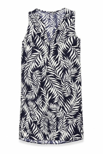 Principles Womens Blue Geometric Viscose Shift Size 10 V-Neck Pullover