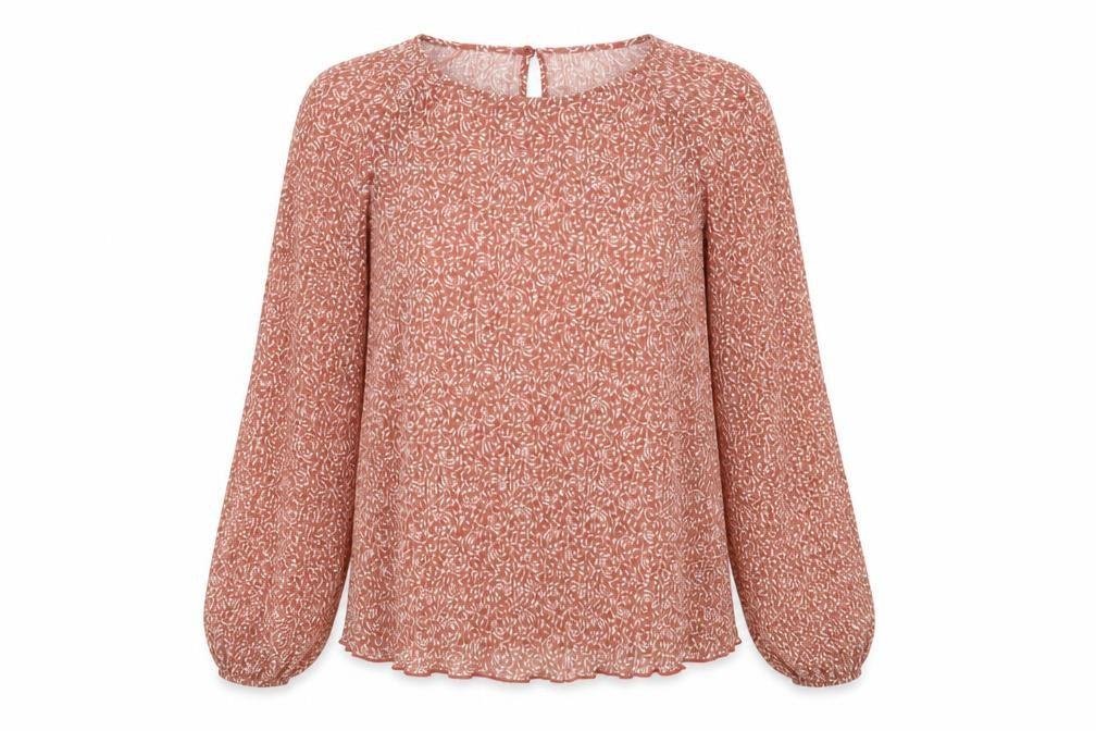 Marks & Spencer Womens Orange Floral Polyester Basic Blouse Size 12 Round Neck