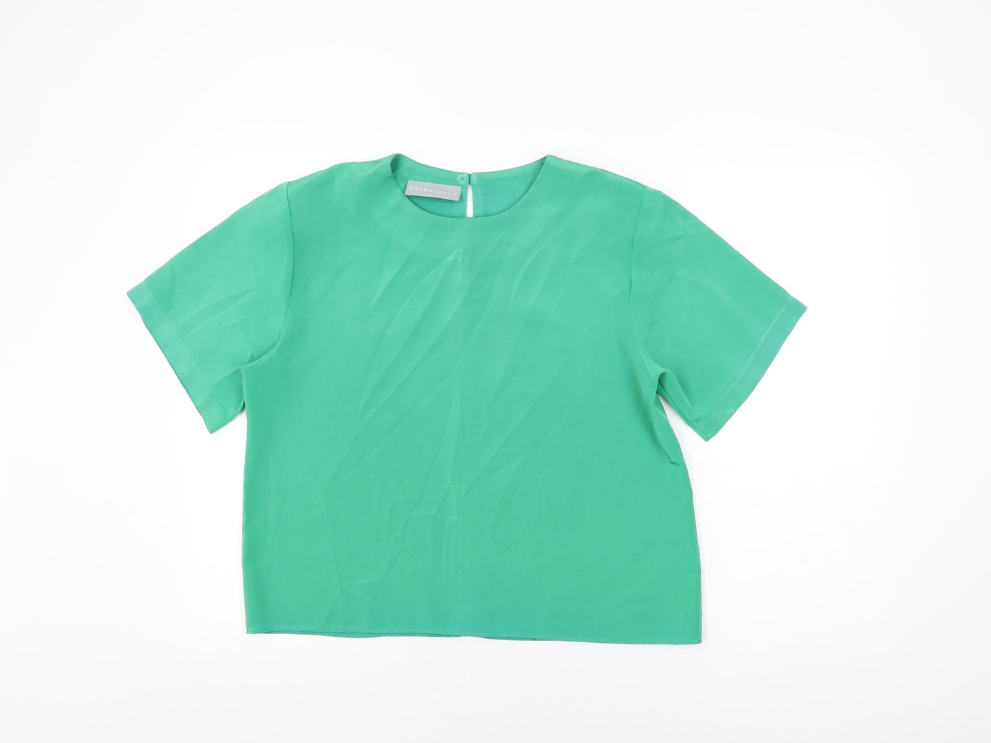 Principles Womens Green Polyester Basic T-Shirt Size 14 Round Neck