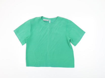 Principles Womens Green Polyester Basic T-Shirt Size 14 Round Neck